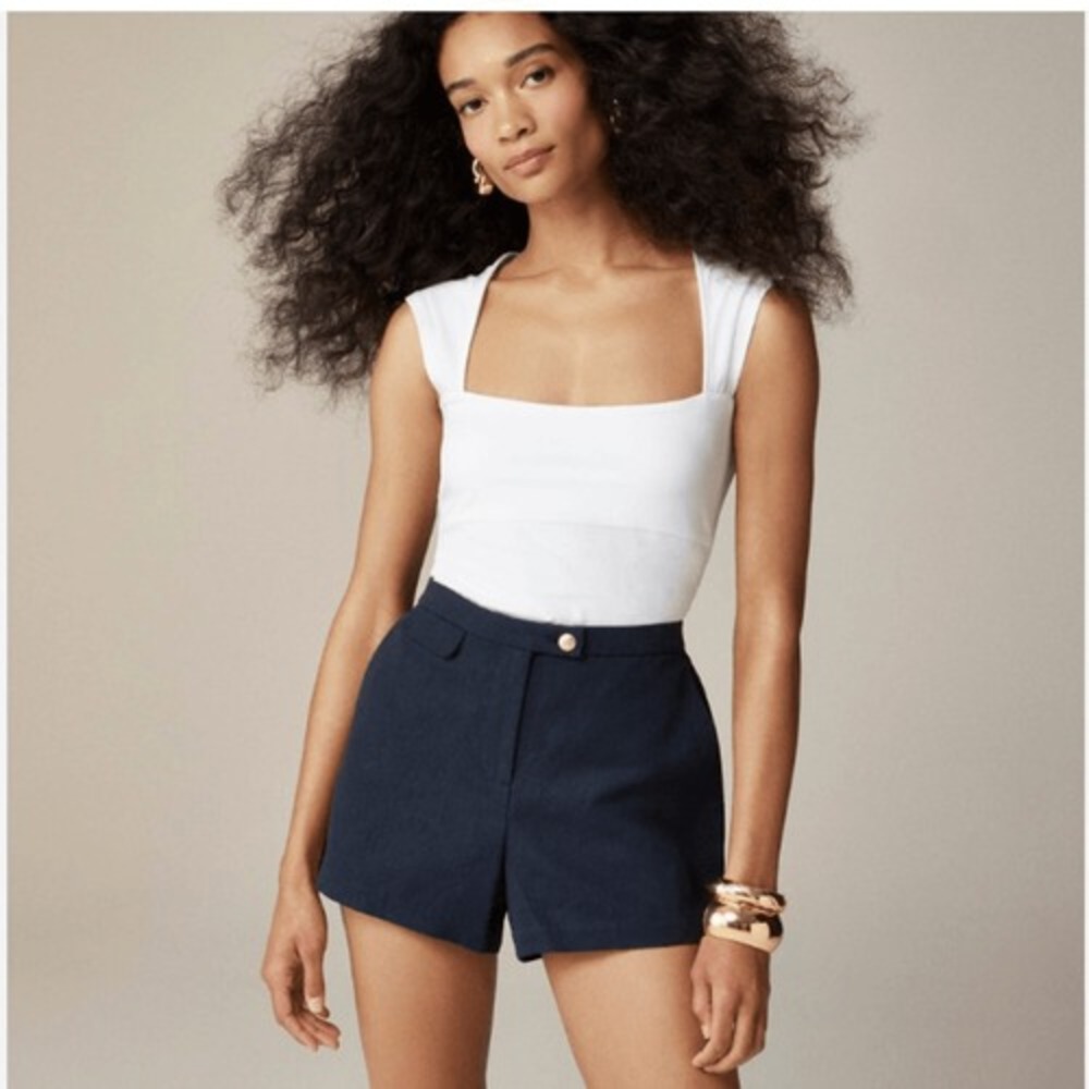 J. Crew Squareneck cap-sleeve top in stretch cotton blend size XL
